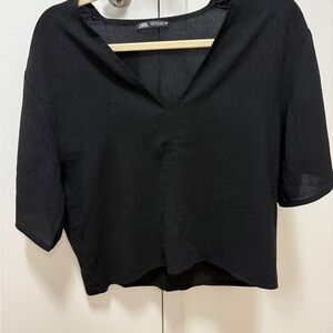 Zara Black V-Neck Women's Top
